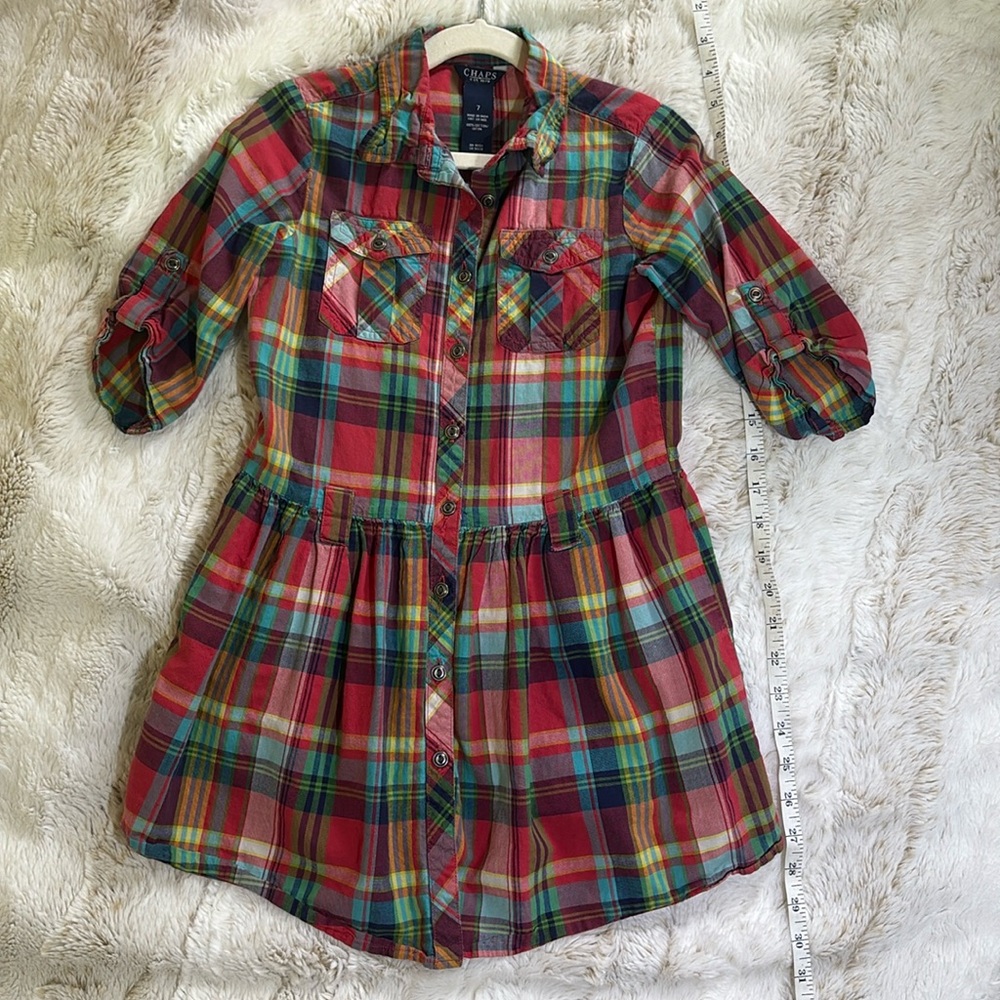The Children’s Place Girls Plaid Button-Up Dress size 7